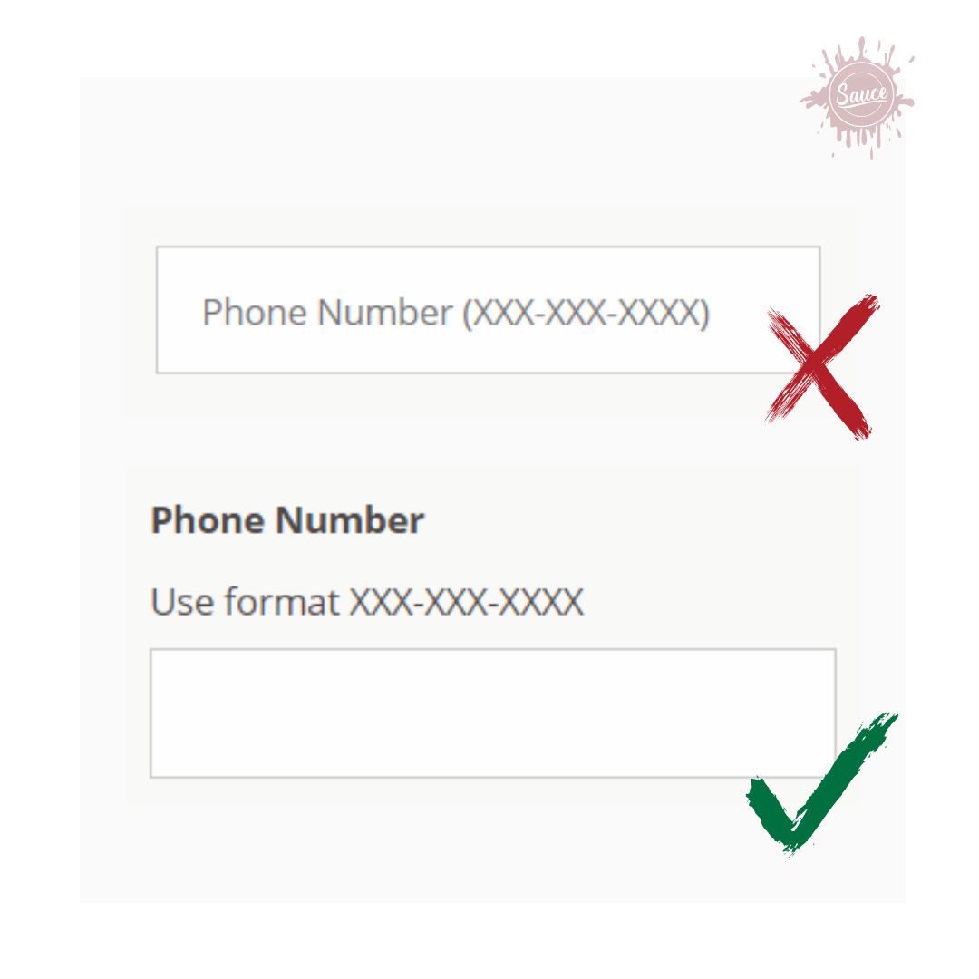 Empty form labeling vs proper form labeling example