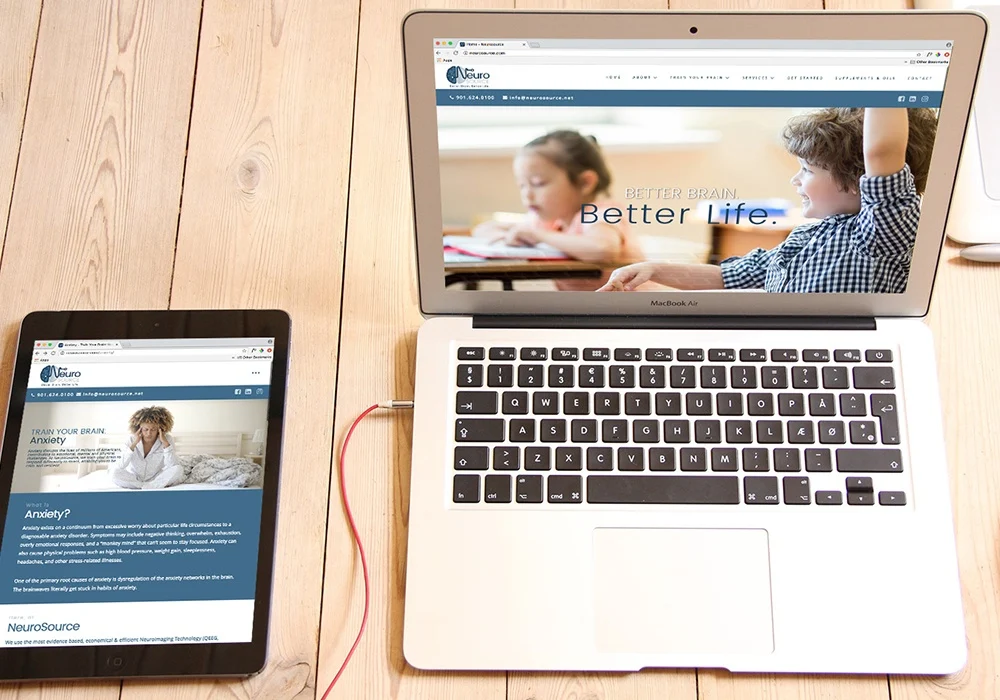 Neurosource website on laptop and tablet