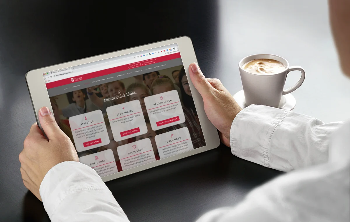 stlouis-tablet-mockup St. Louis Catholic school website on tablet