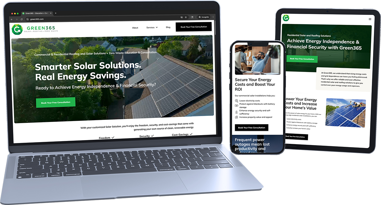 green365 website on laptop tablet and mobile devices
