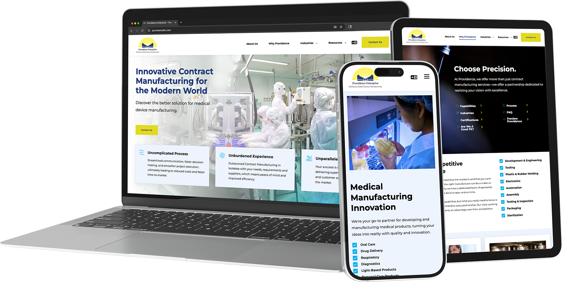 providence enterprise website on laptop tablet and mobile devices