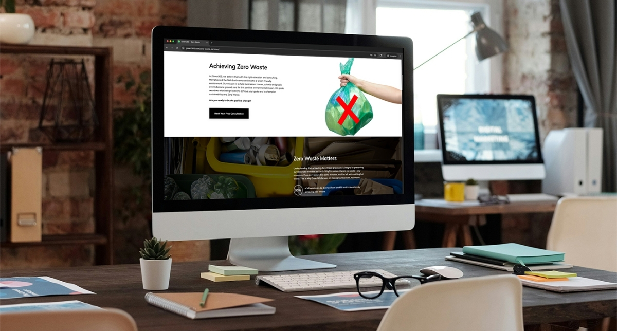 Green365 website on apple desktop screen